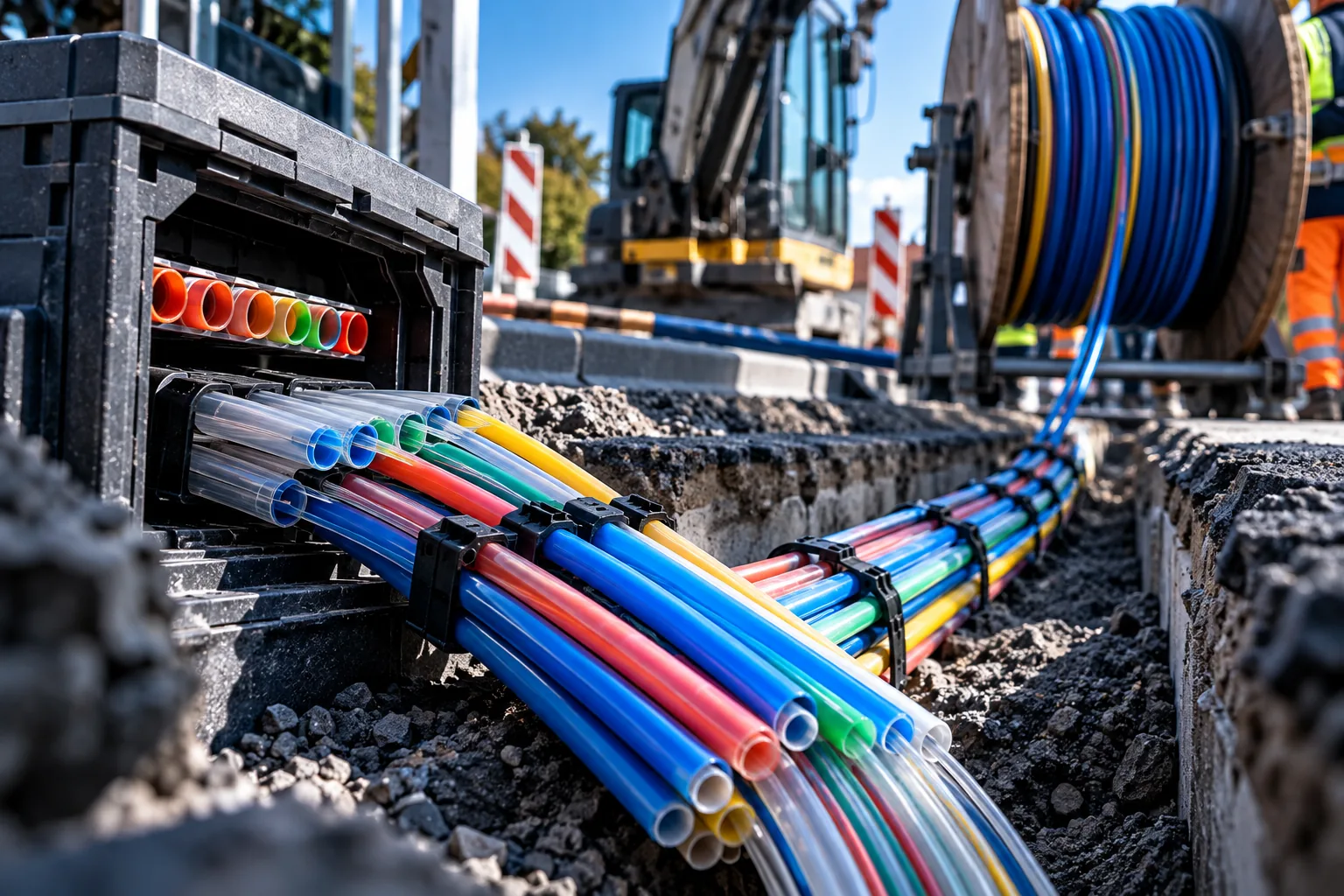 FTTH- und FTTB-Glasfaserinfrastruktur mit Speedpipes